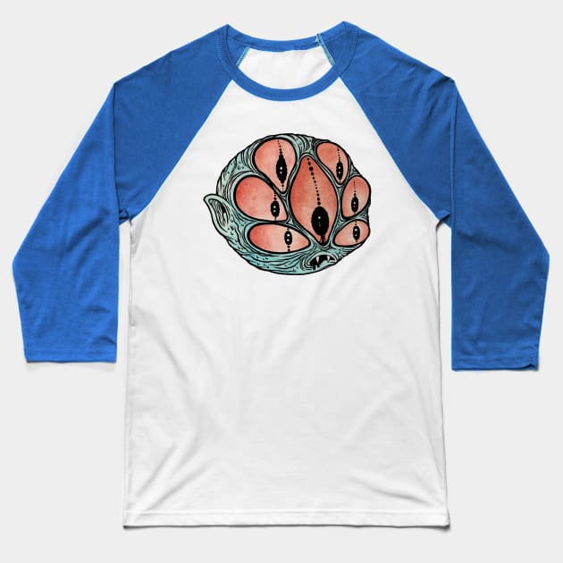 7 Eyed Goblin Baseball T-Shirt by flynnryanart